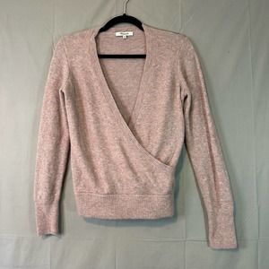 Madewell Wrap Front Sweater Womens XS Pink Soft Cozy Merino Wool Alpaca Warm